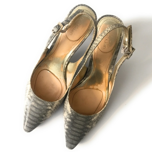 Calvin Klein Snakeskin Slingback Heels Shoes 6.5 - Picture 1 of 7